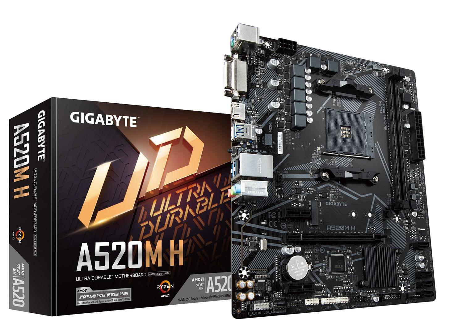 Gigabyte A520M H bundkort micro ATX til AMD AM4