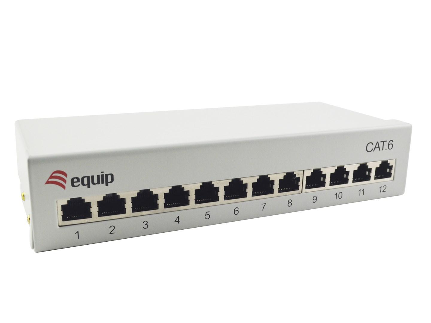Equip 12-port Cat6 patchpanel til desktop, lysegrå