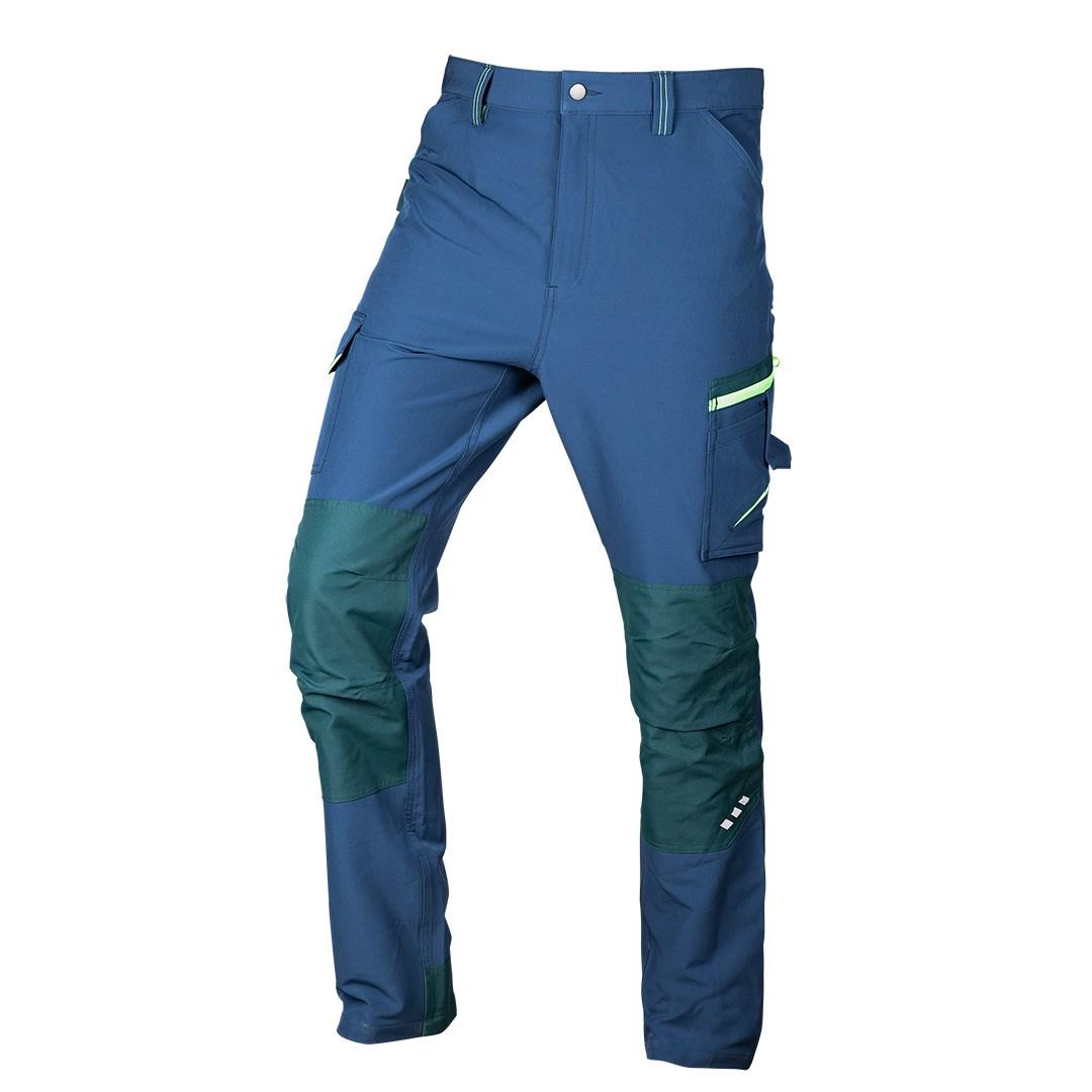 NEO TOOLS Mix&amp;Match arbejdsbukser med 4-vejs stretch, marineblå/grøn, str. XXL