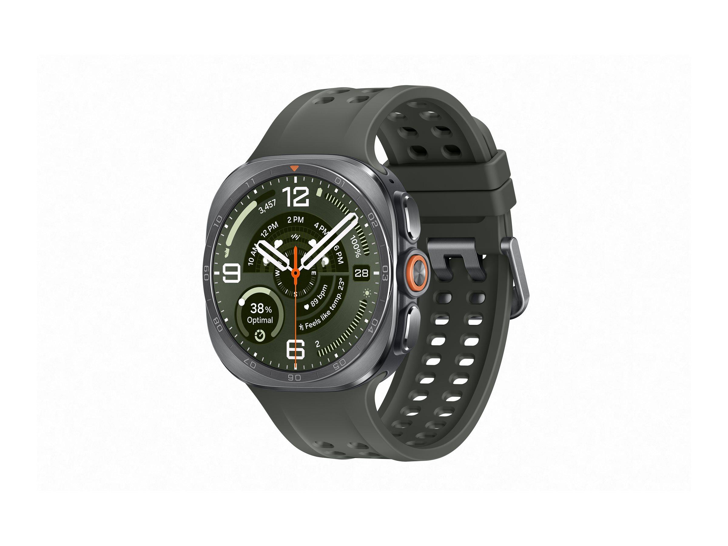 Samsung Galaxy Watch Ultra2 47 mm smartwatch - titanium sølv med oliven marinebånd M/L
