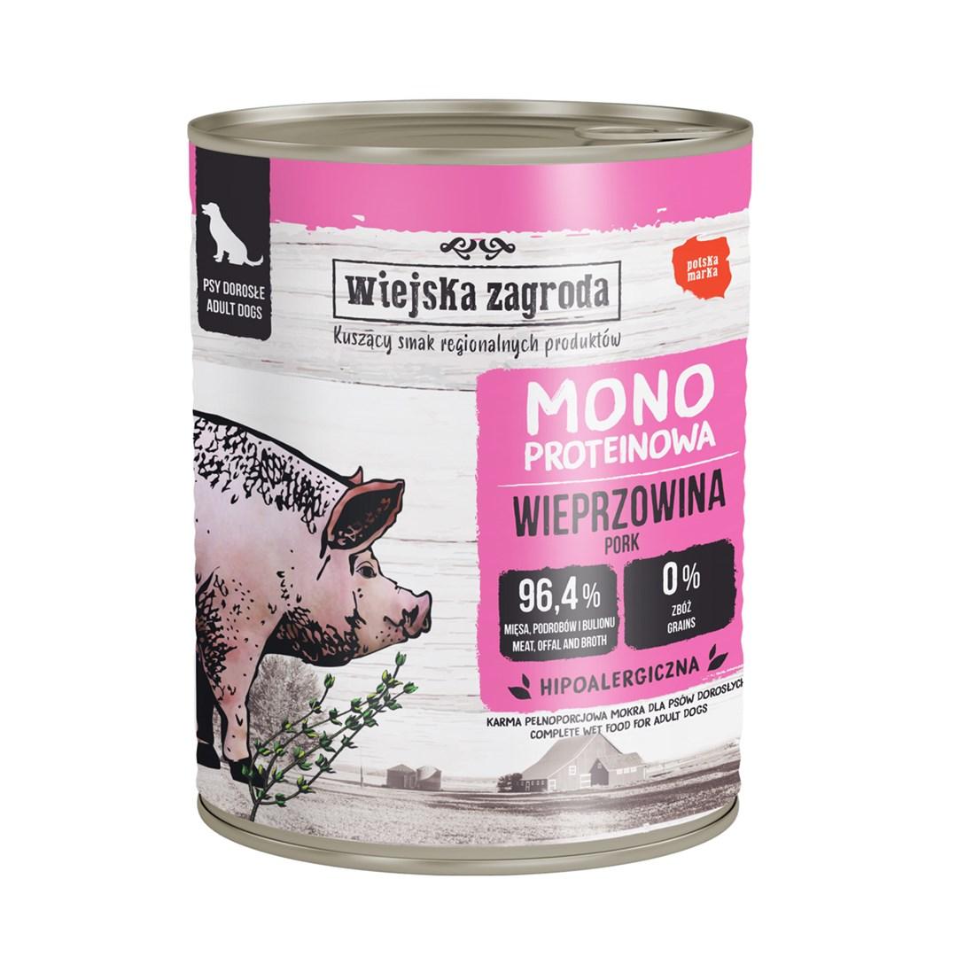 Wiejska Zagroda Mono Svinekød vådfoder til voksne hunde 800 g