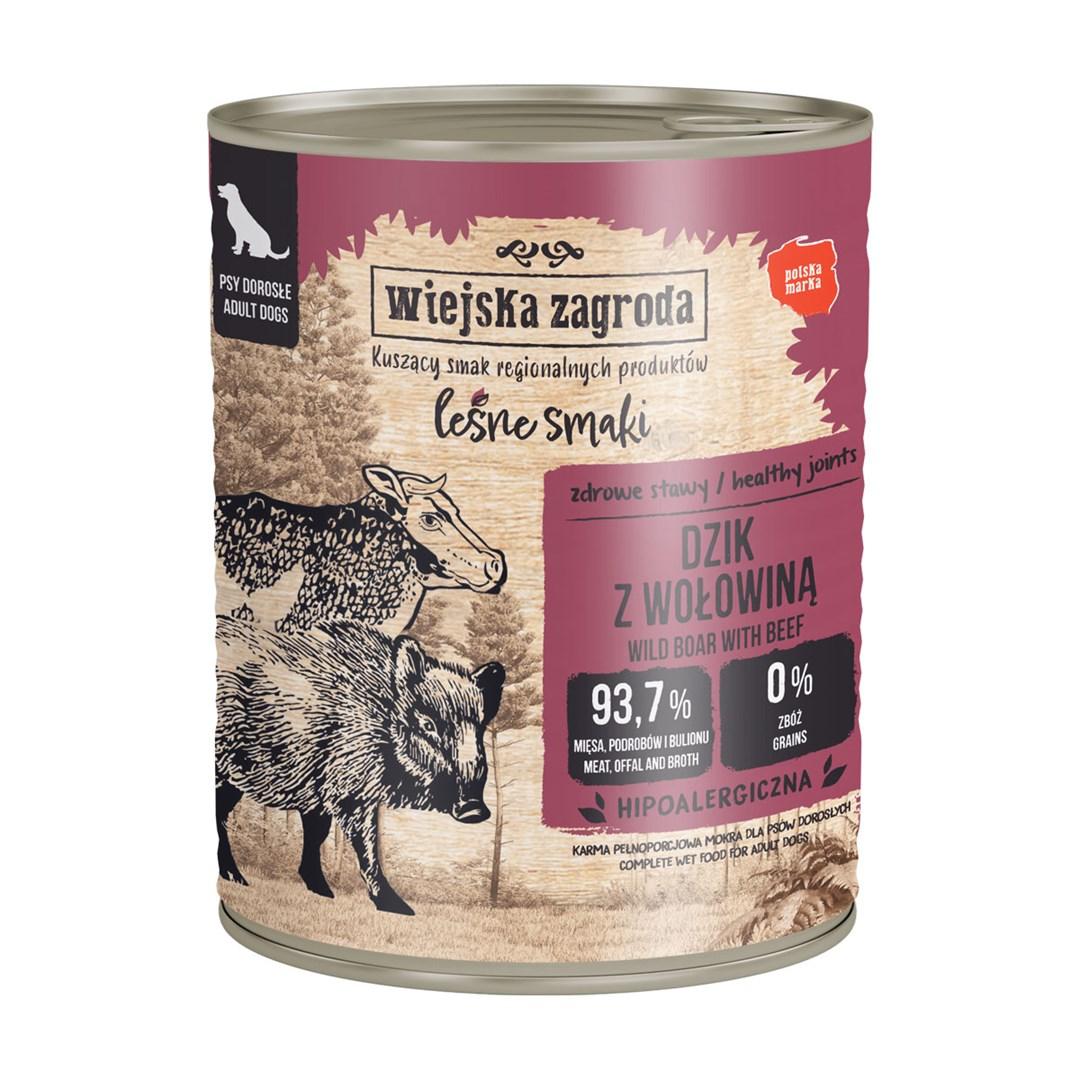 Wiejska Zagroda Forest Flavours vildsvin med oksekød vådfoder til hund 800 g