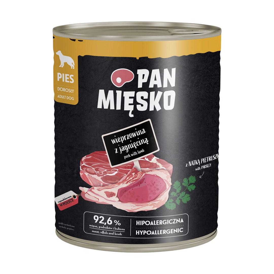 PAN MIĘSKO vådfoder til voksen hund med svinekød og lam 800 g