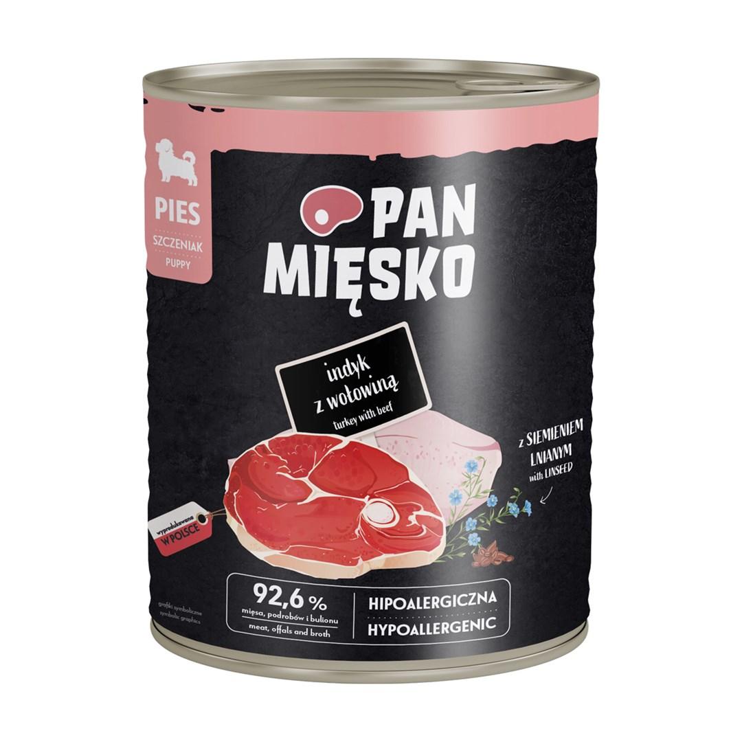 PAN MIĘSKO Puppy vådfoder til hvalpe med kalkun og oksekød 800 g