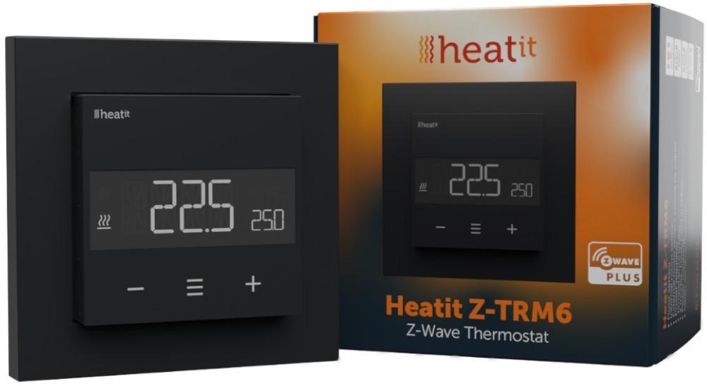 Termostatas Heatit Z-TRM6 juodas matinis Z-Wave termostatas 3600W 16A 868,4 Mhz