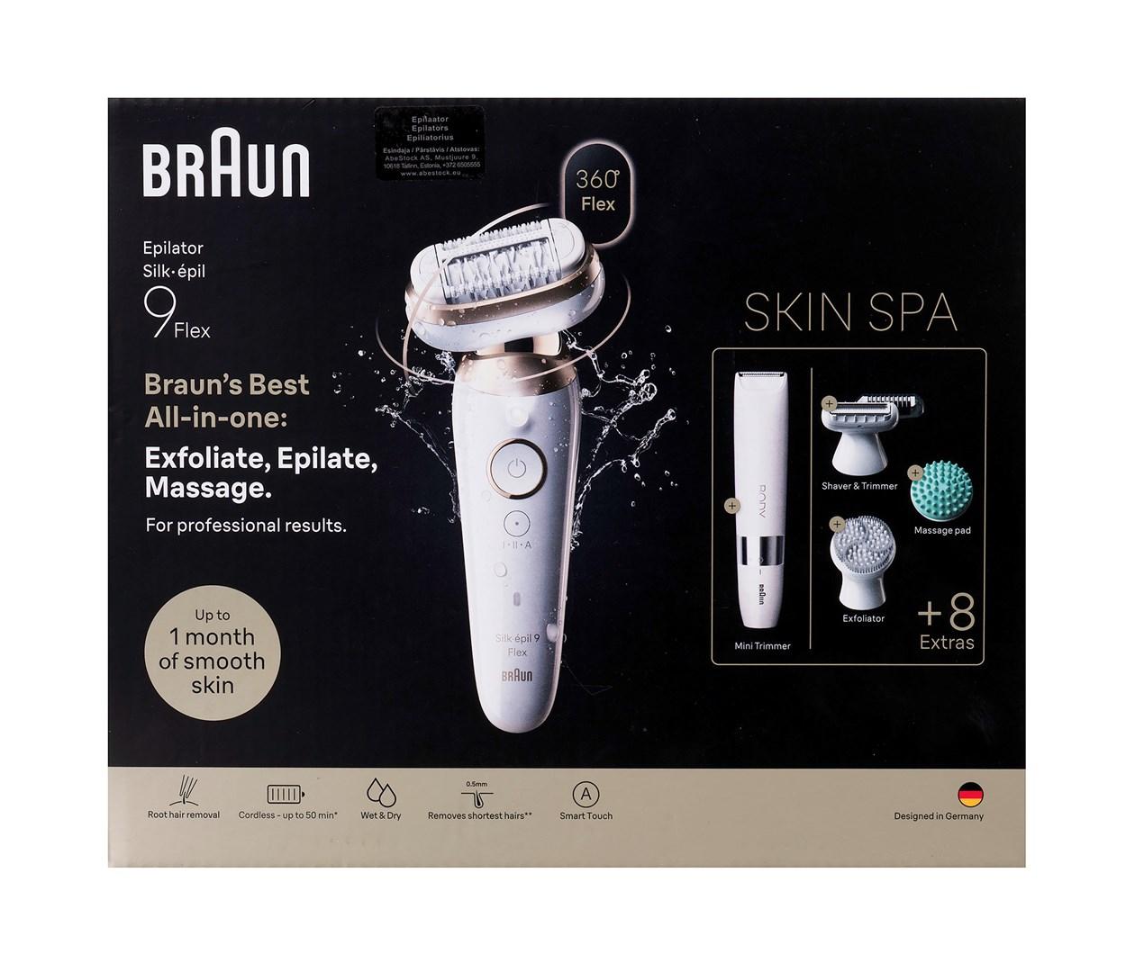 Braun Silk-epil 9 Flex SES9-481 epilator Wet & Dry med mini trimmer - hvid/rosaguld