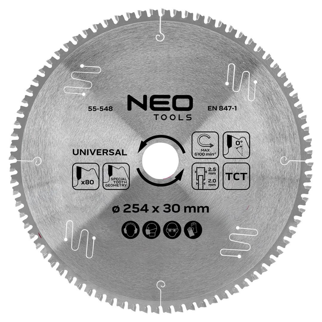 NEO TOOLS universel rundsavklinge TCT 254 x 30 mm 80 tænder