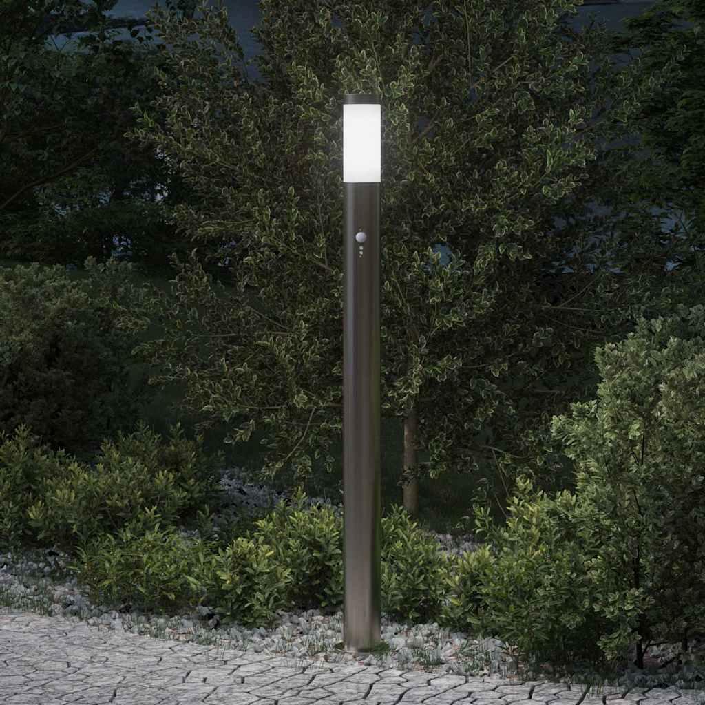 vidaXL pullertlampe med sensor 110 cm rustfrit stål IP44