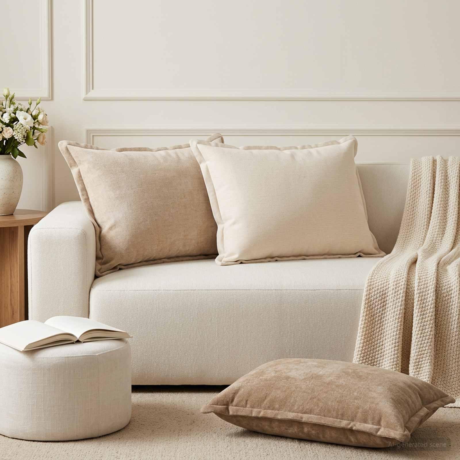 vidaXL Pudebetræk 2 stk. HOUTEN Cremefarvet 50 x 80 cm Chenille Stof