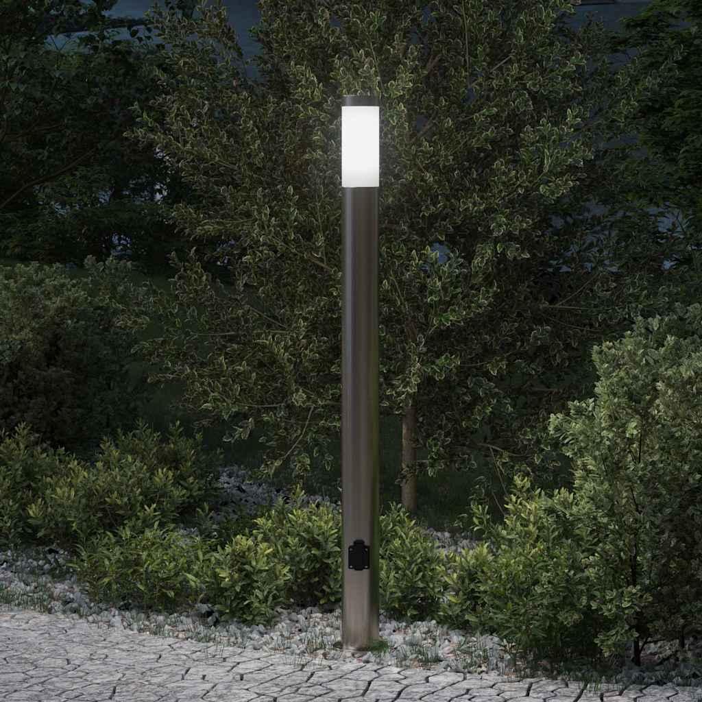 vidaXL pullertlampe med stikkontakt 110 cm rustfrit stål IP44