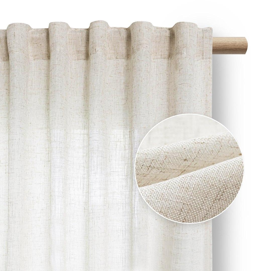 RESTILO Velari gardin 140 x 245 cm - lys beige hørlook med multifunktionsbånd