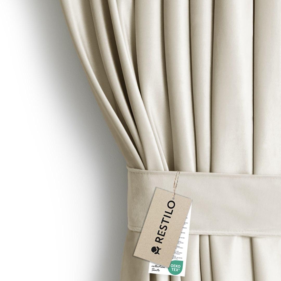 RESTILO VELVET gardin 200 x 260 cm lys beige velour med opbindingsbånd