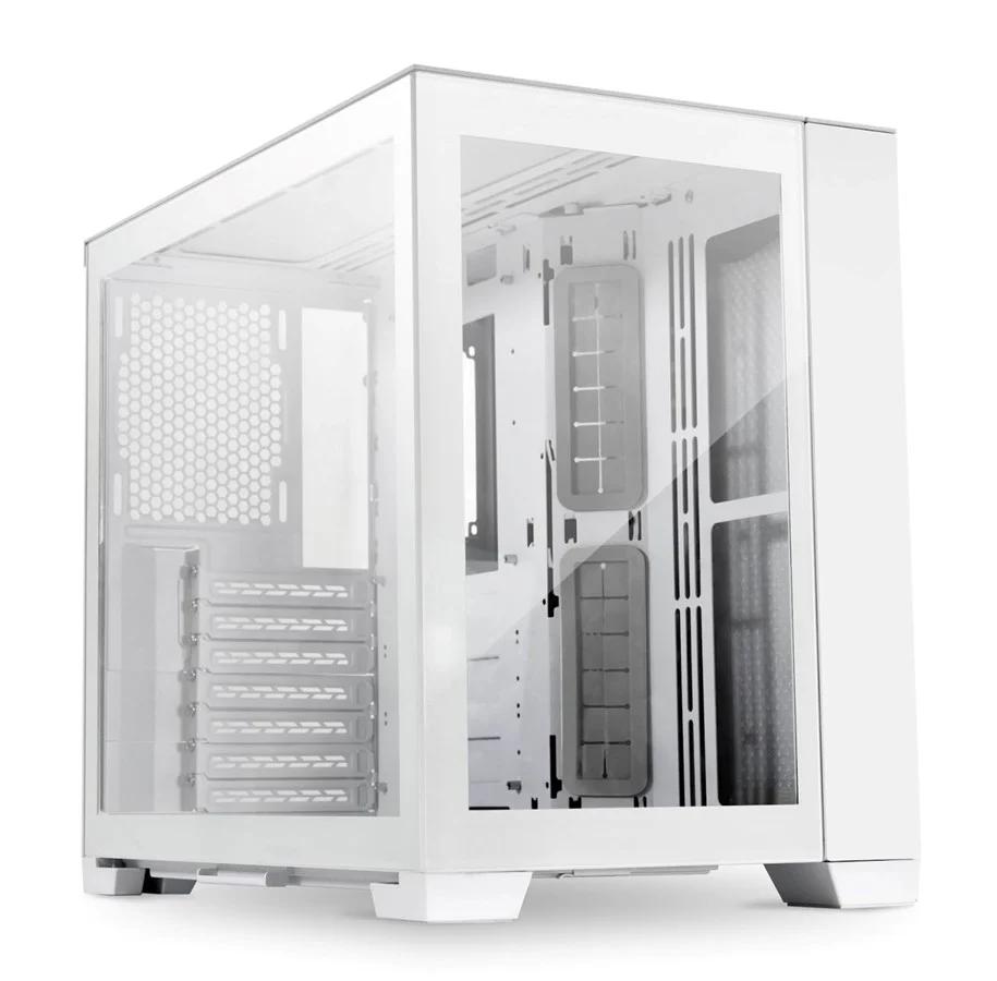 Lian Li O11 Dynamic Mini - Tower - ATX - sidepanel med vindue (hærdet glas) - ingen strømforsyning (SFX12V/SFX-L12V) - snehvid - USB/Lyd