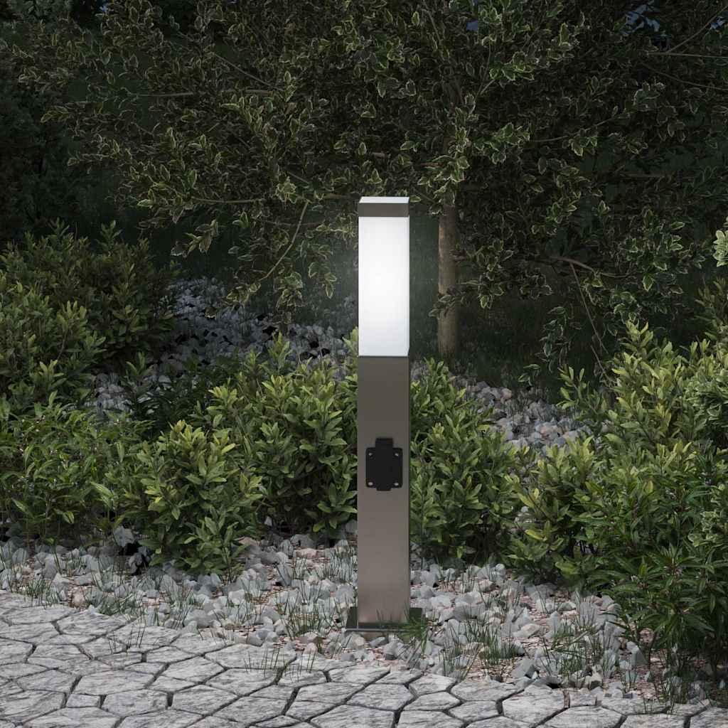 vidaXL pullertlampe med stikkontakt 50 cm rustfrit stål IP44