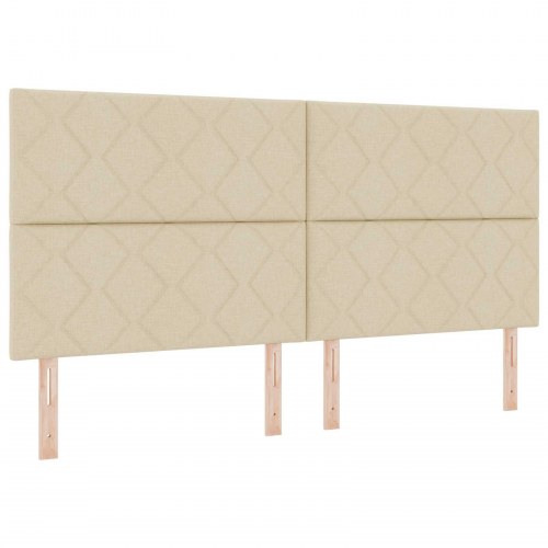 Ottoman seng med madras og LED 200 x 200 cm - cremefarvet stof
