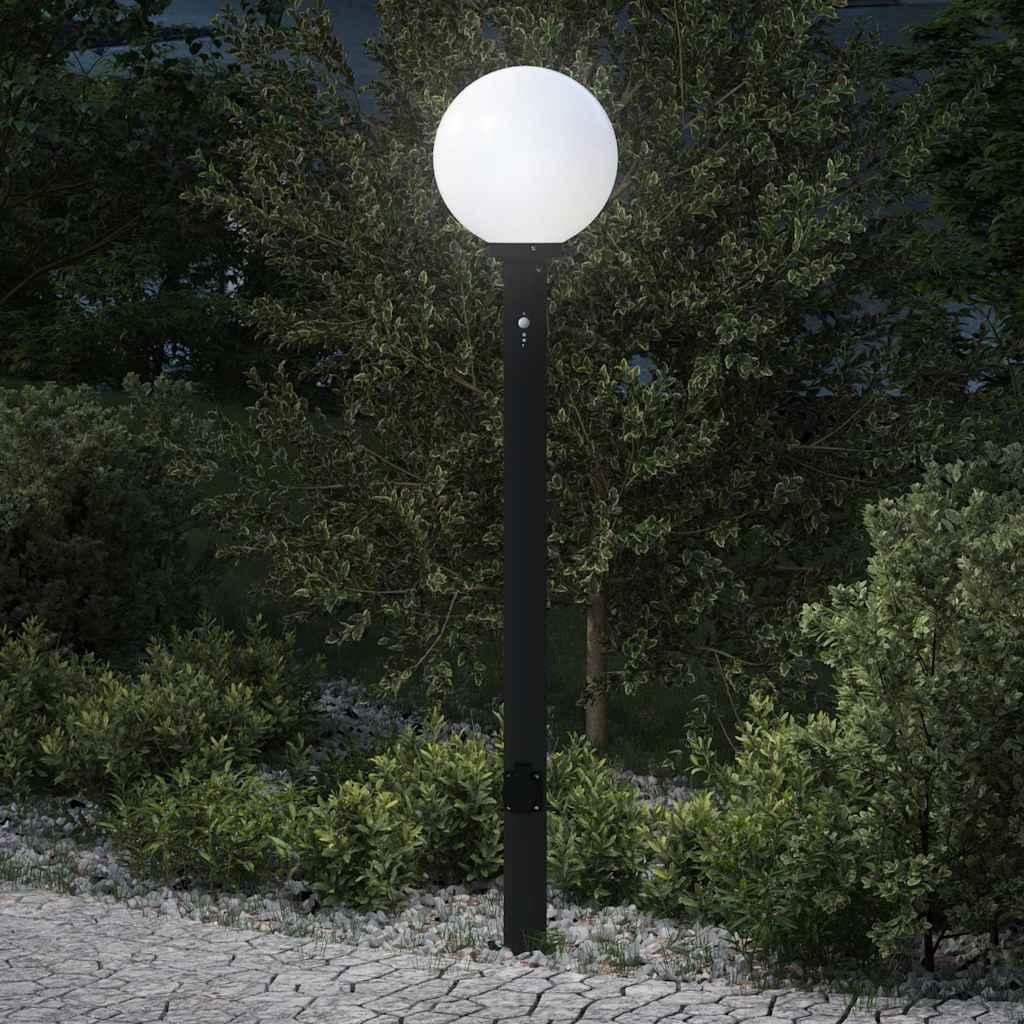 Pullertlamper med sensor og stikkontakt 120 cm sort IP44, 3 stk.