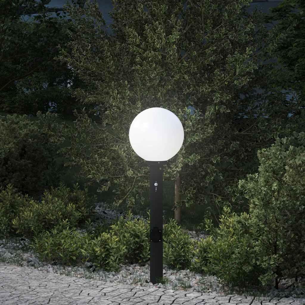 Pullertlamper med sensor og stikkontakt 80 cm sort IP44 3 stk.