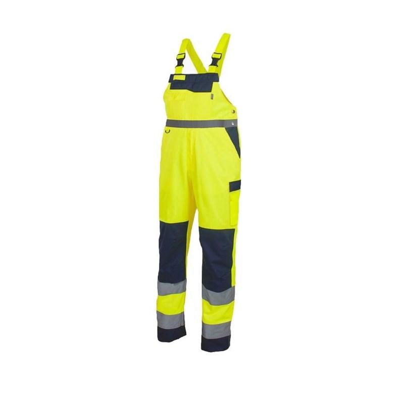 Arbejdsbukser med seler hi-vis XL - gul/marineblå