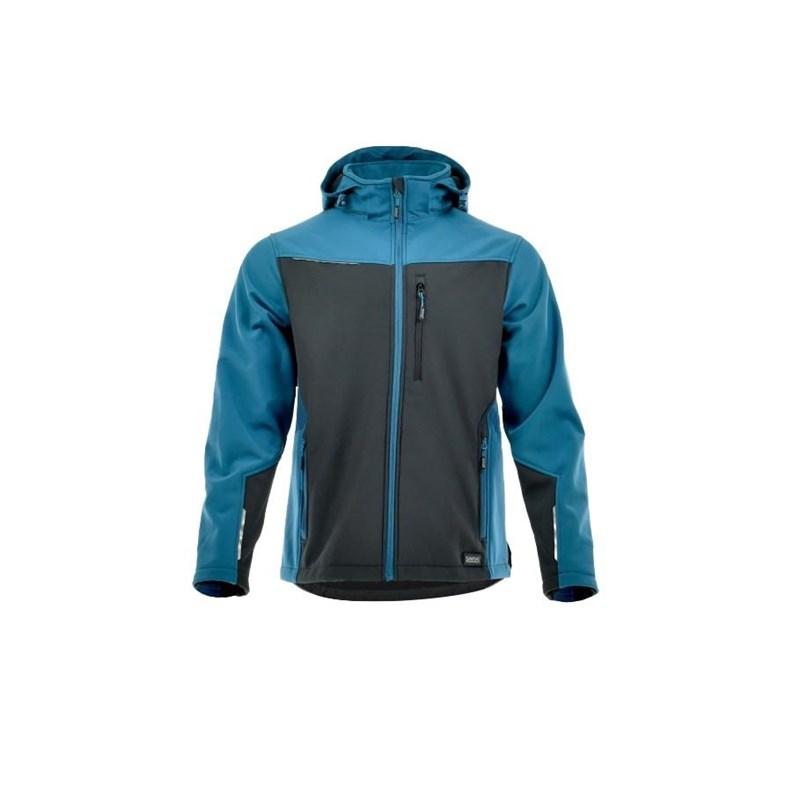 Softshell jakke Comfort XXL - blå/sort med hætte
