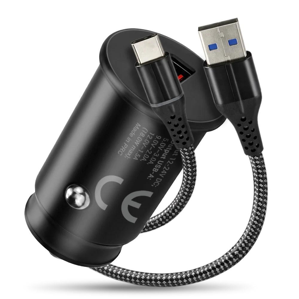 everActive CC-15QC billader 18 W USB QC 3.0 med USB-C-kabel 1 m - sort