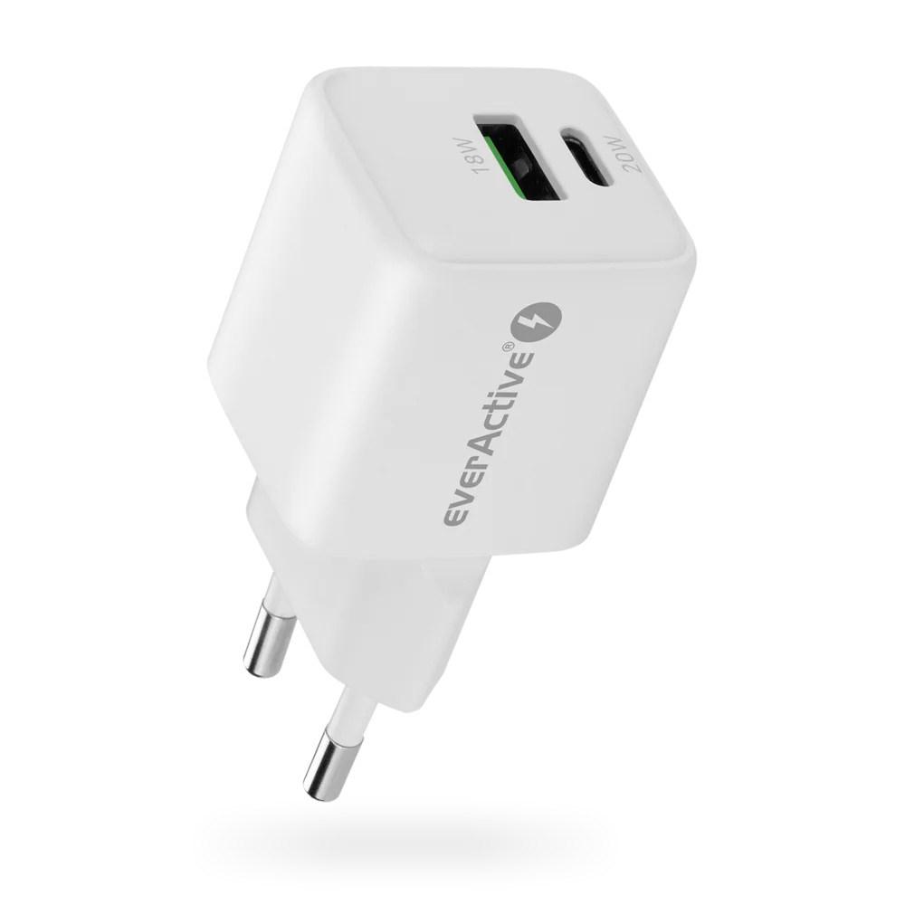 everActive USB- og USB-C oplader 20 W Quick Charge 3.0 - hvid