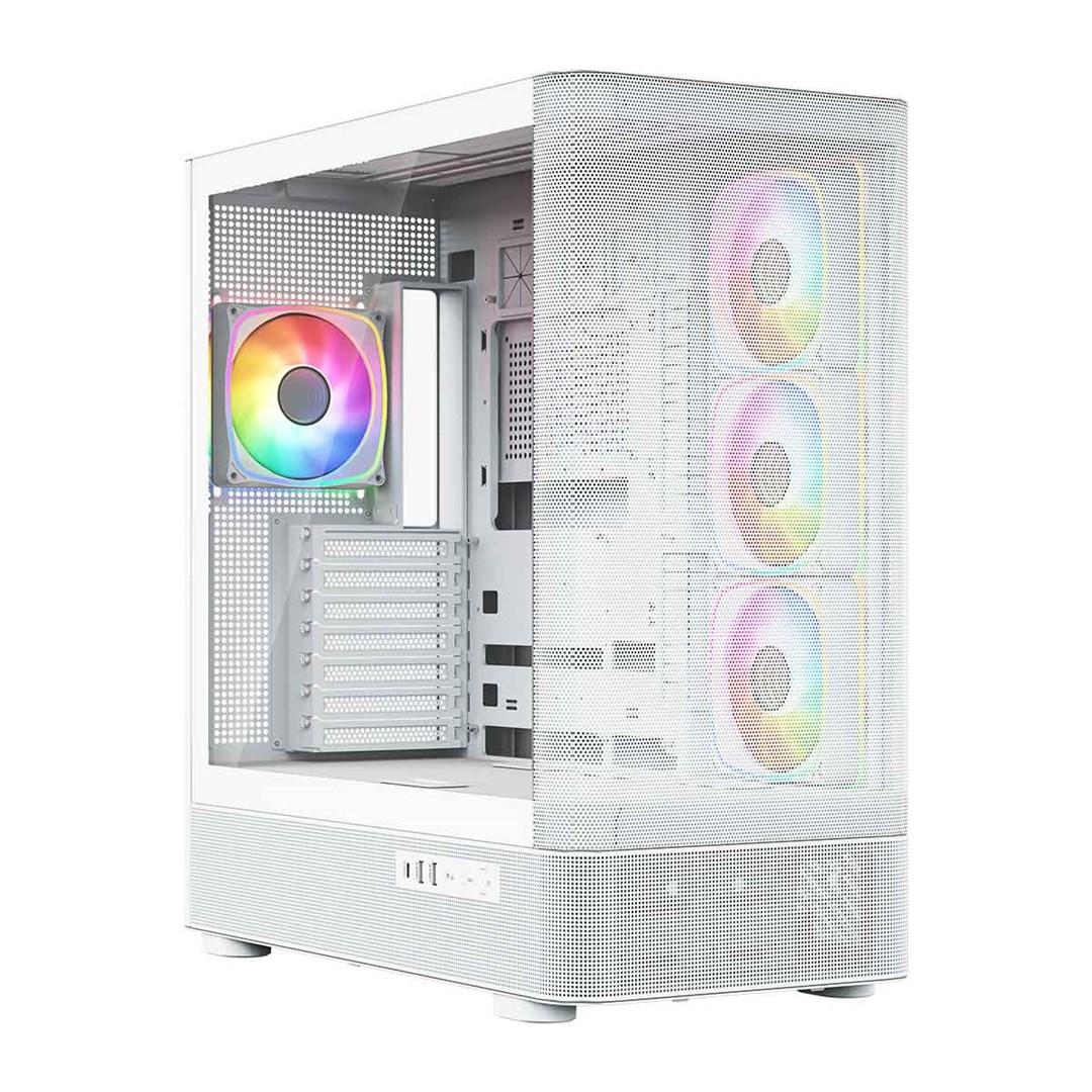 MODECOM Volcano AQ300 ARGB midi tower kabinet hvid