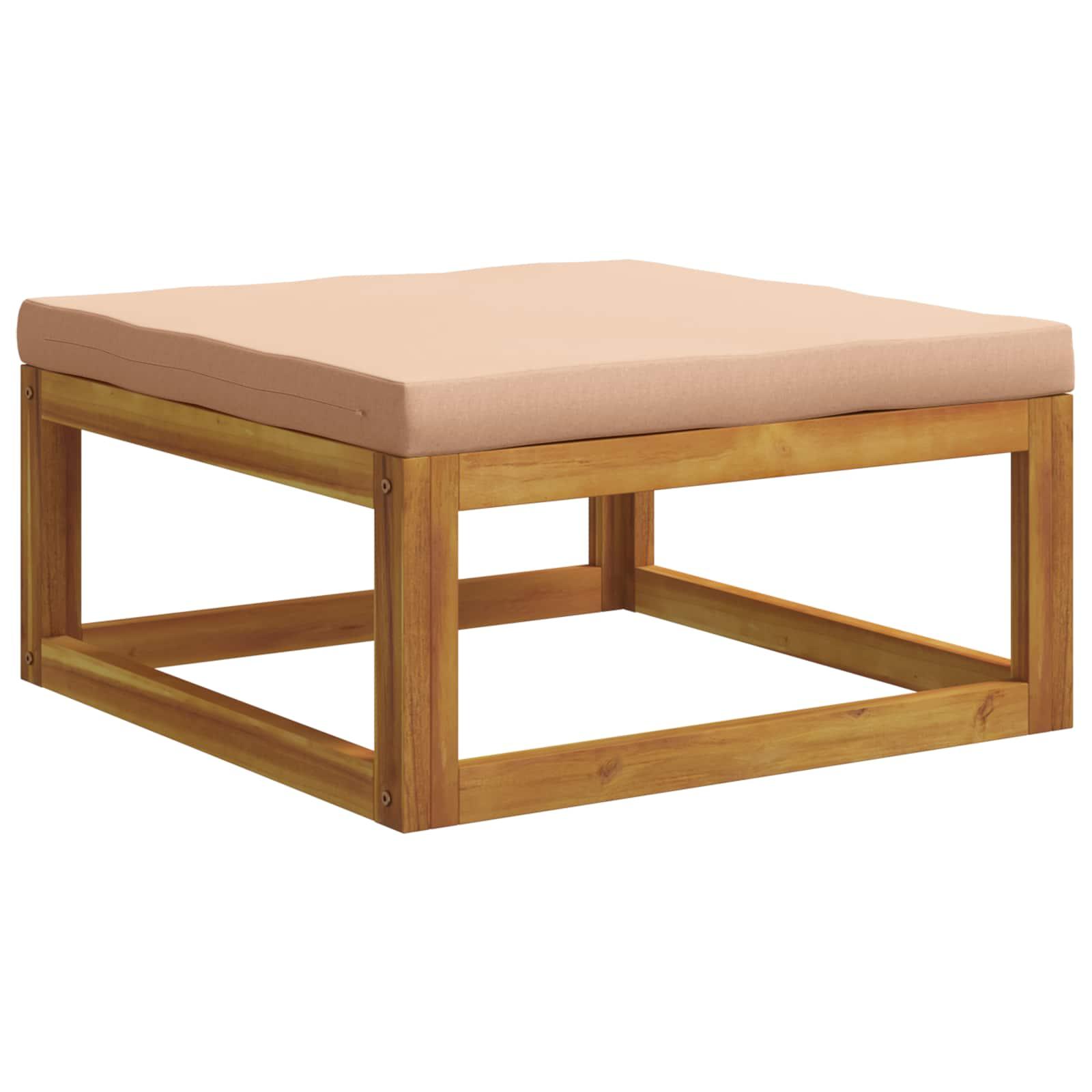 Modulopbygget fodskammel til have med hynde i akacietræ 68 x 68 cm
