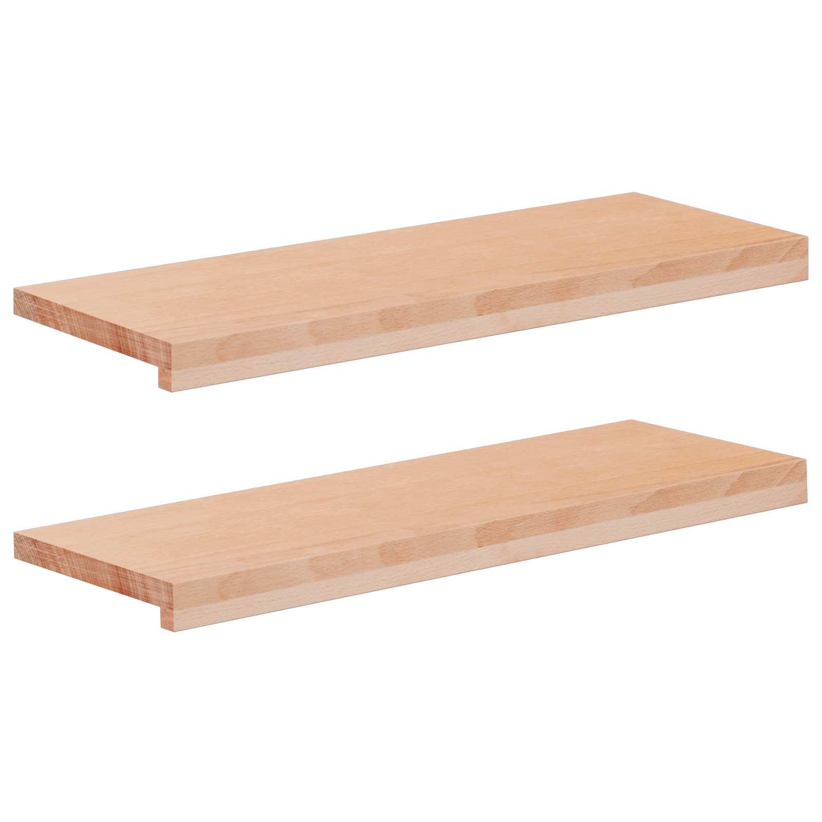 Vindueskarme 2 stk. naturfarvet 80 x 30 x 2 cm i massiv bøg