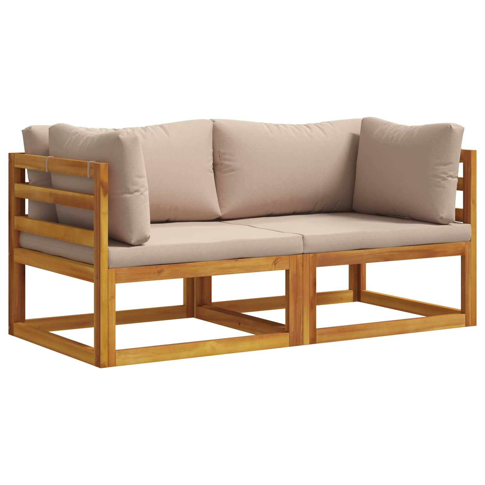 2 stk. sektionel hjørnesofa til haven med puder i akacietræ