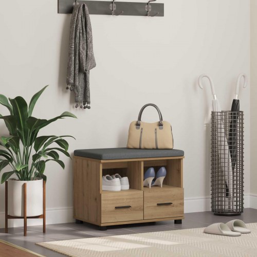 Skobænk med pude i artisan-eg 60 x 38 x 46 cm