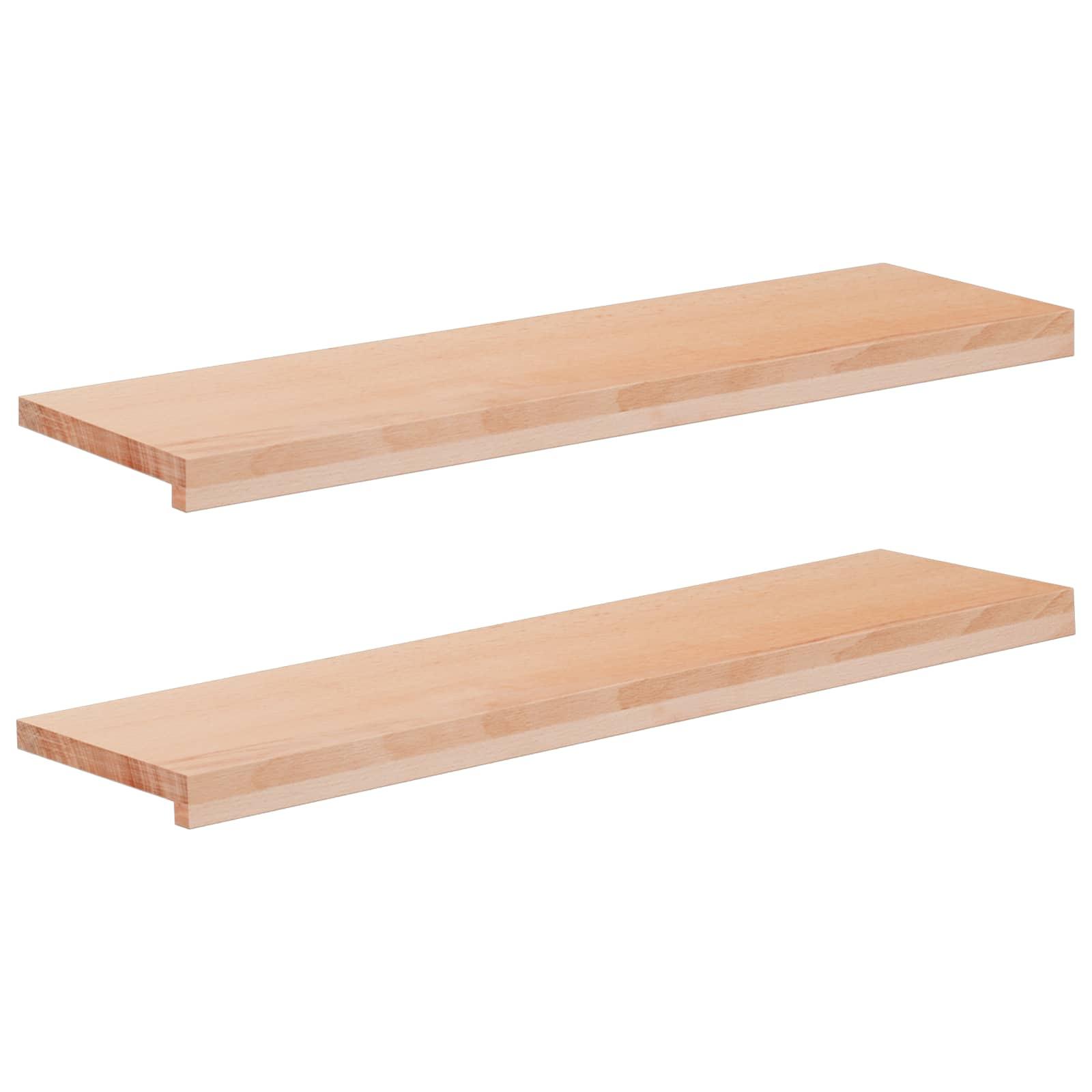 Vindueskarme 2 stk. naturfarvet 90 x 25 x 2 cm i massiv bøg