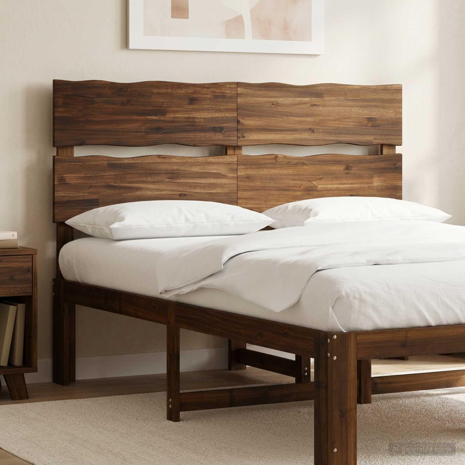 Sengegavl med naturkant ROSTOCK mørk brun 120 cm
