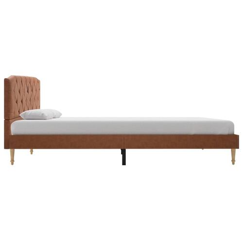Seng med madras i memoryskum 140 x 200 cm stof brun