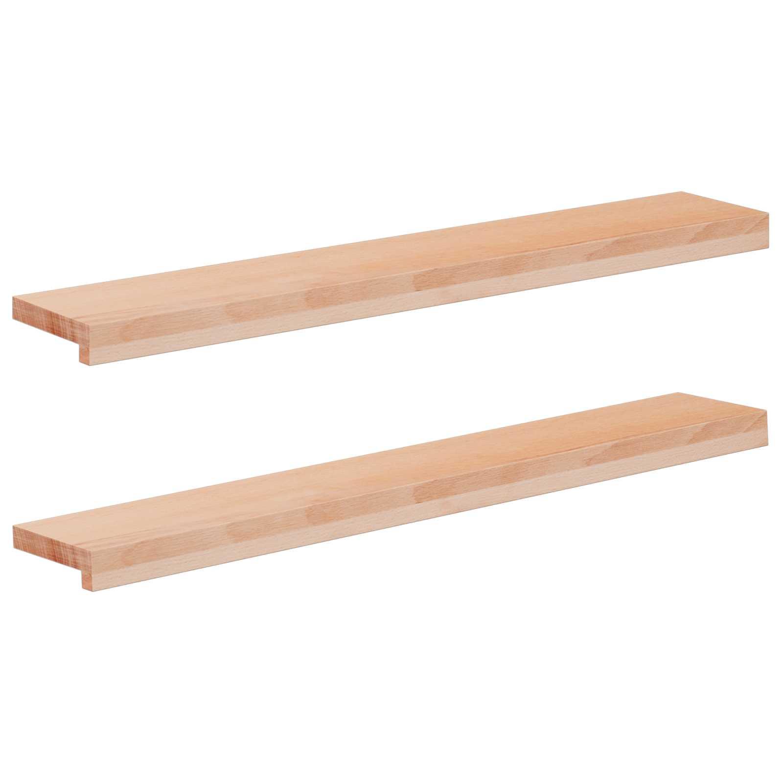 Vindueskarme 2 stk. naturfarvet 100 x 20 x 2 cm i solid bøg