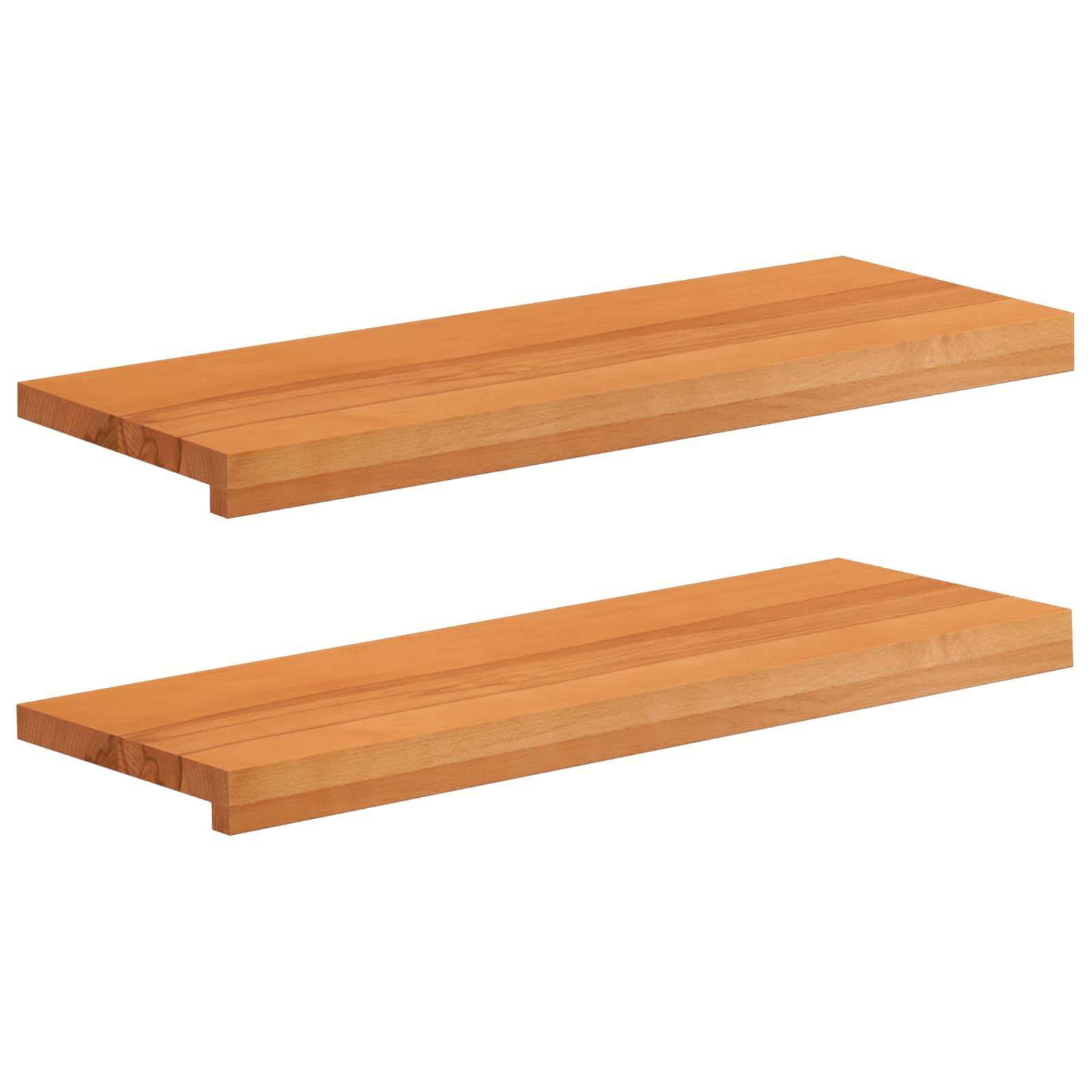 Vindueskarme 2 stk. lys brun 70 x 30 x 2 cm i massiv bøg