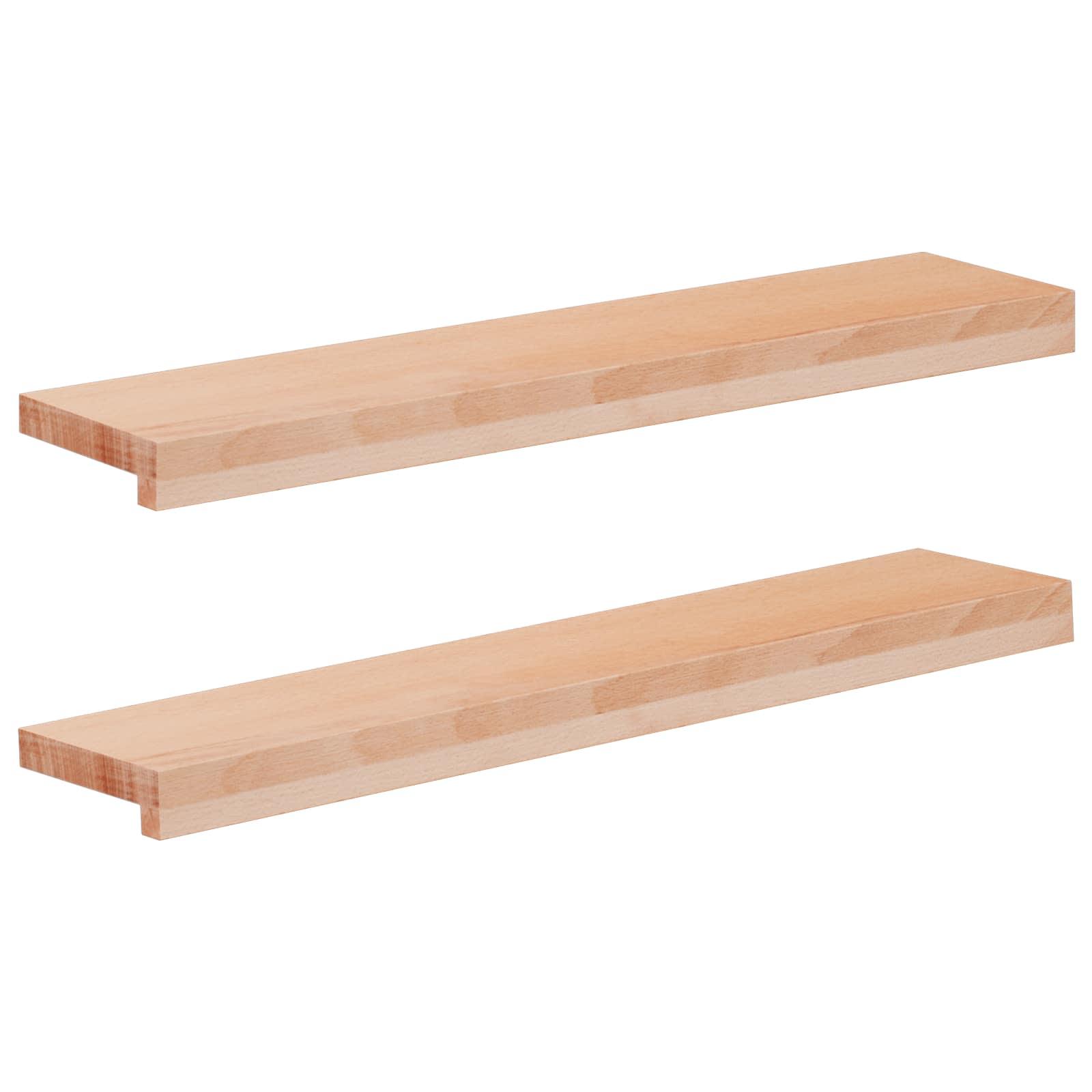 Vindueskarme 2 stk. naturfarvet 70 x 15 x 2 cm i massiv bøg