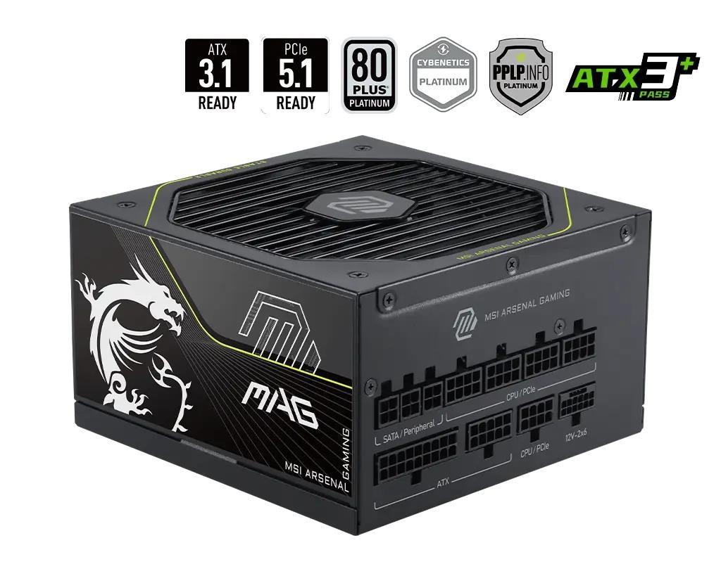 MSI MAG A1200PLS PCIe 5 1200 W strømforsyning