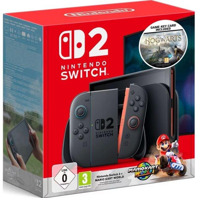 Nintendo Switch 2 spillekonsol med Mario Kart World og Hogwarts Legacy