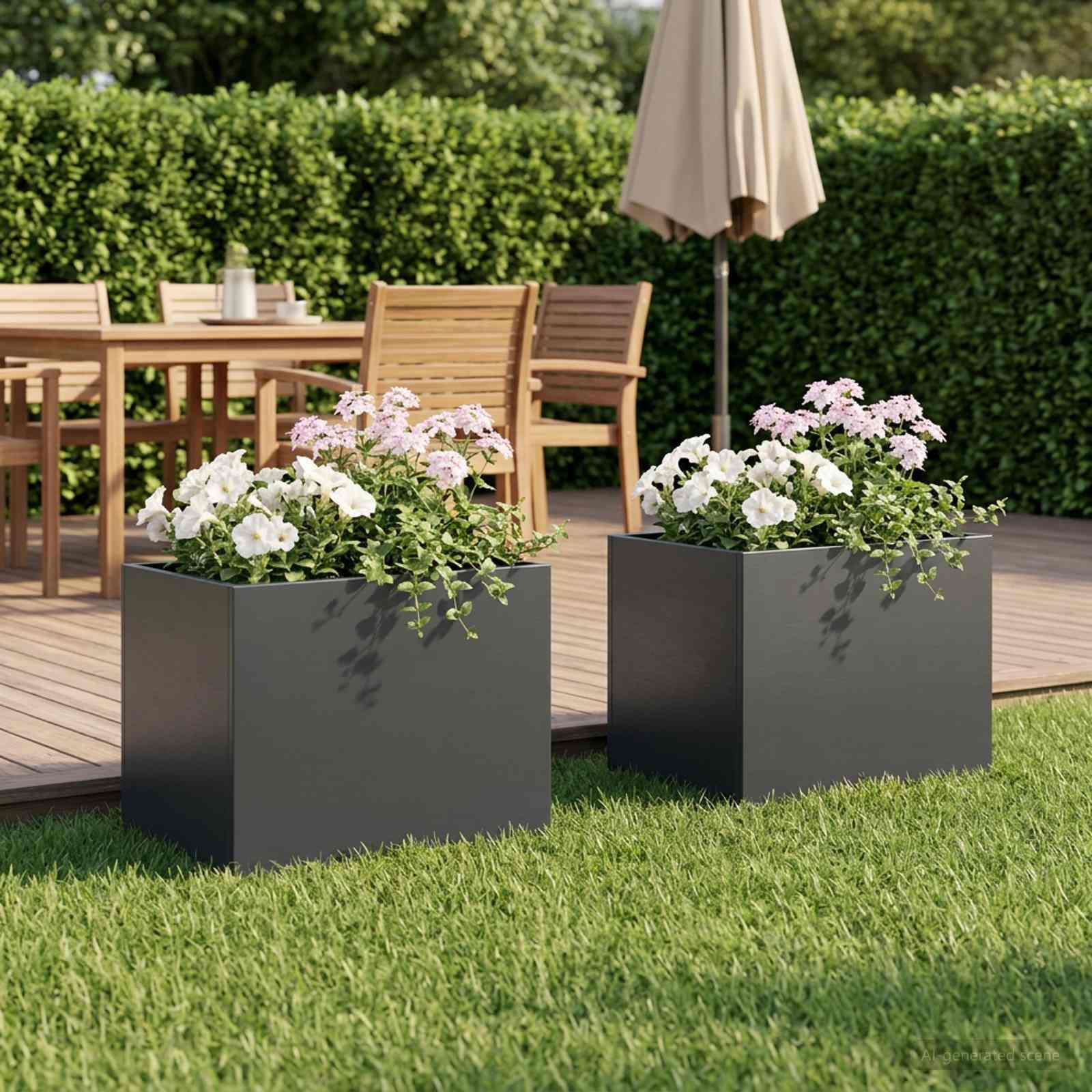 Have blomsterkrukke 2 stk. antracit 40 x 30 x 30 cm
