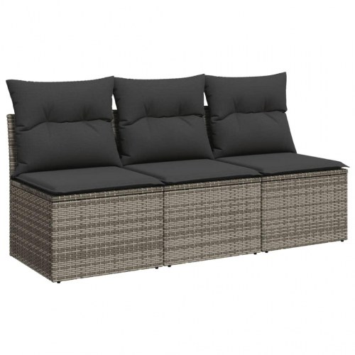 3-personers havesofa med hynder og opbevaring i polyrattan - grå (OUTLET A)