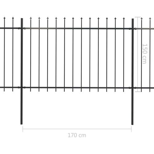 Havehegn med spydtop 5,1 x 1,5 m sort stål