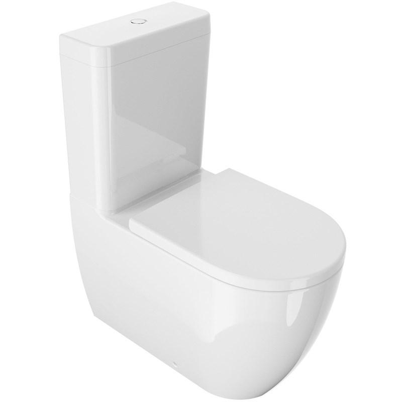 Gulvstående toilet med cisterne hvid