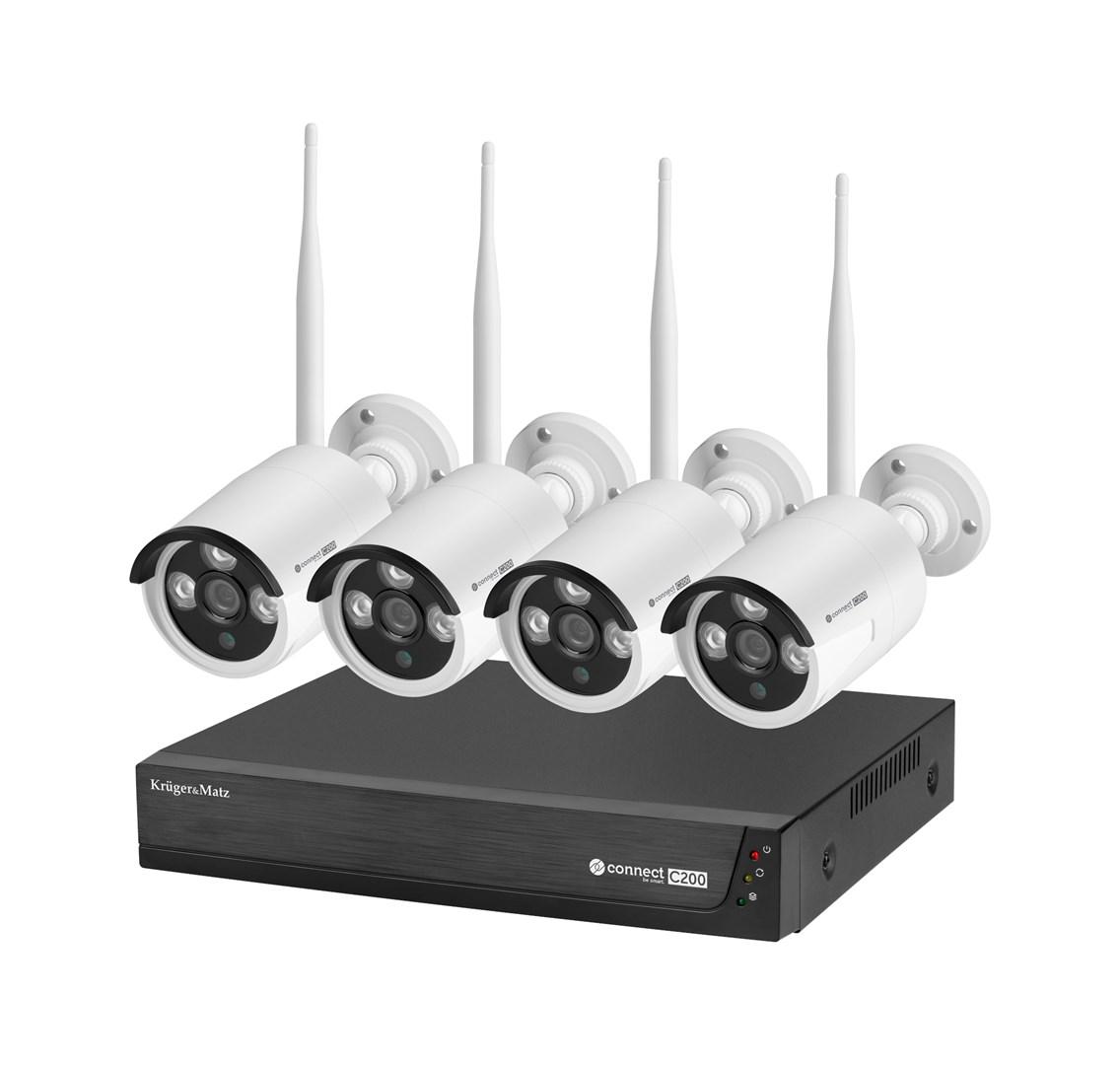 Kruger&amp;Matz Connect C200 WiFi-overvågningssæt med 4 kameraer