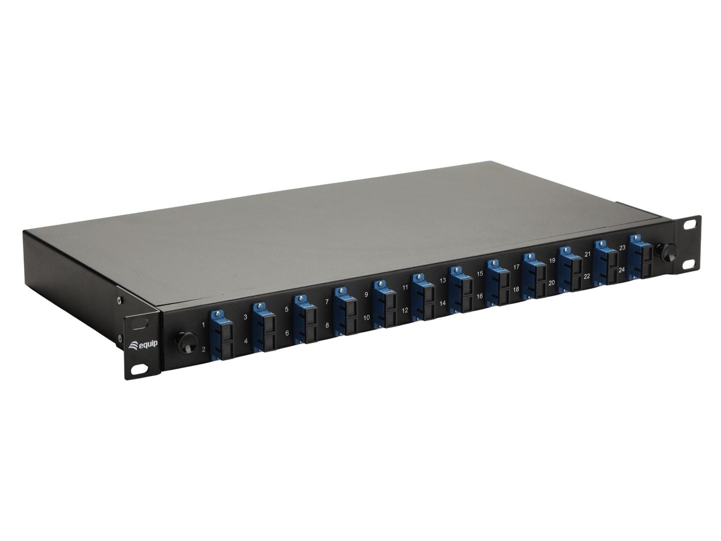EQUIP 12-port fiberoptisk splejseboks SC duplex OS2 1U sort