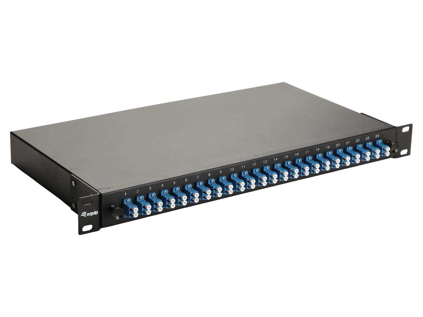 Equip 24-port fiberoptisk splejseboks LC duplex OS2 1U sort