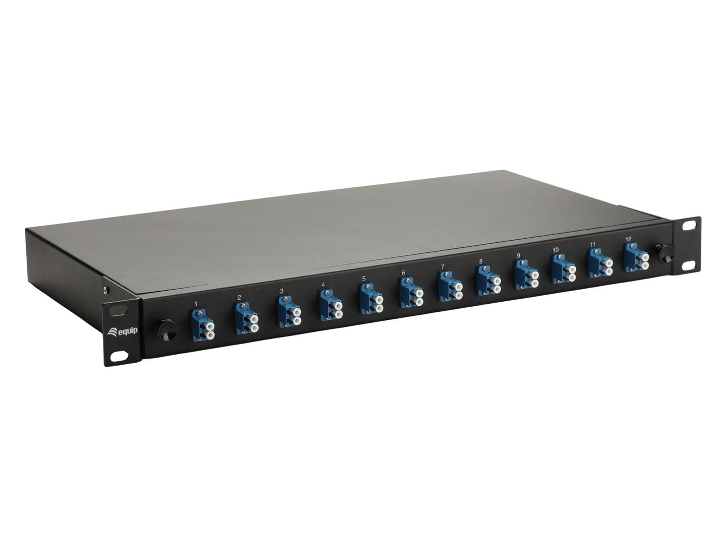 Equip 12-port fiberoptisk splejseboks LC duplex OS2 1U sort
