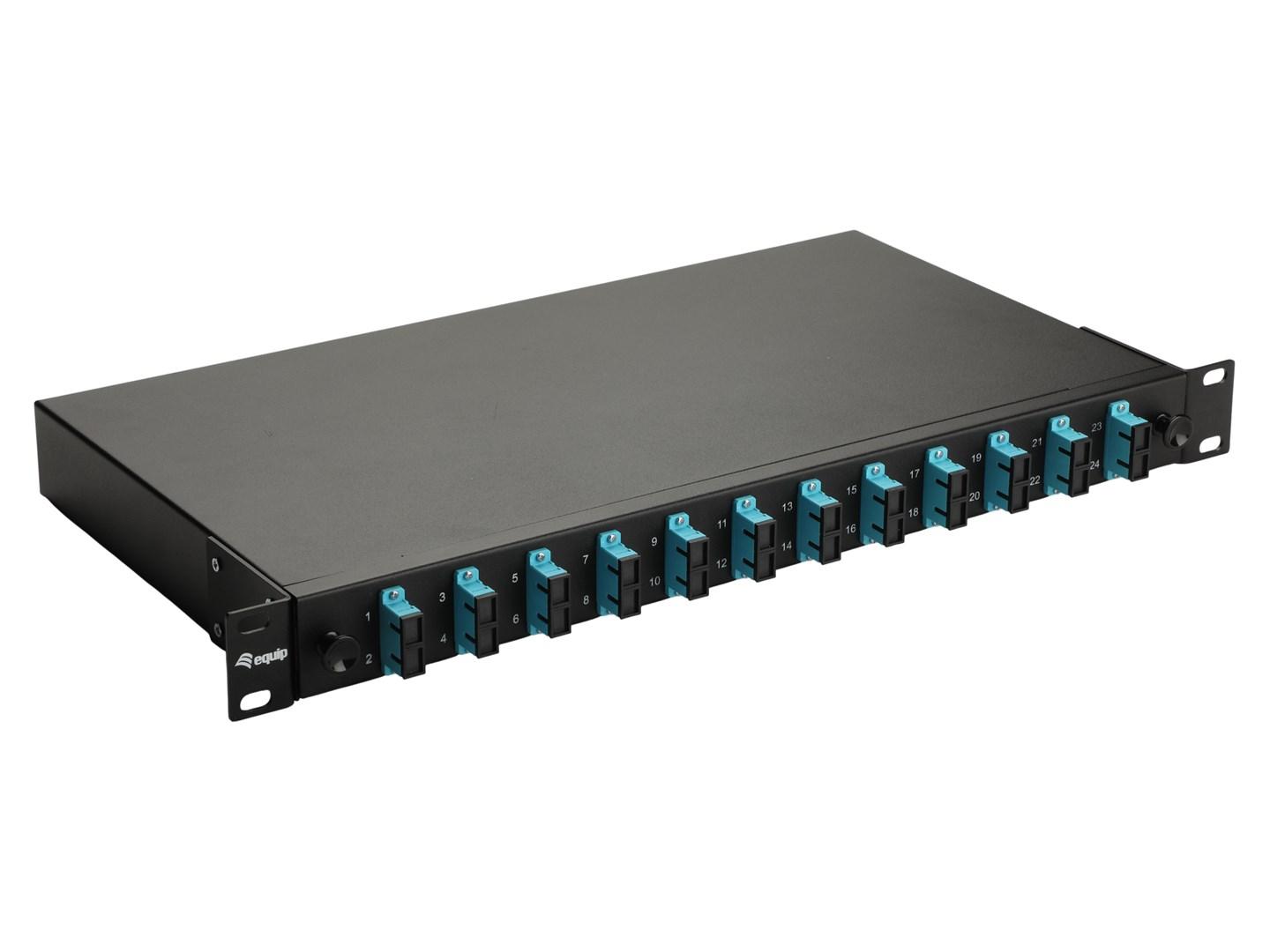 Equip fiberoptisk splejseboks 12-port SC duplex OM3 1U sort
