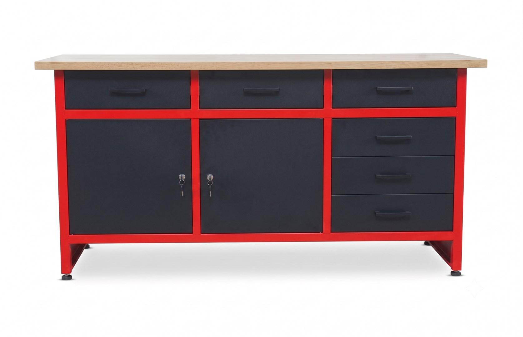 AWTOOLS arbejdsbænk med 6 skuffer 160 × 60 × 85 cm