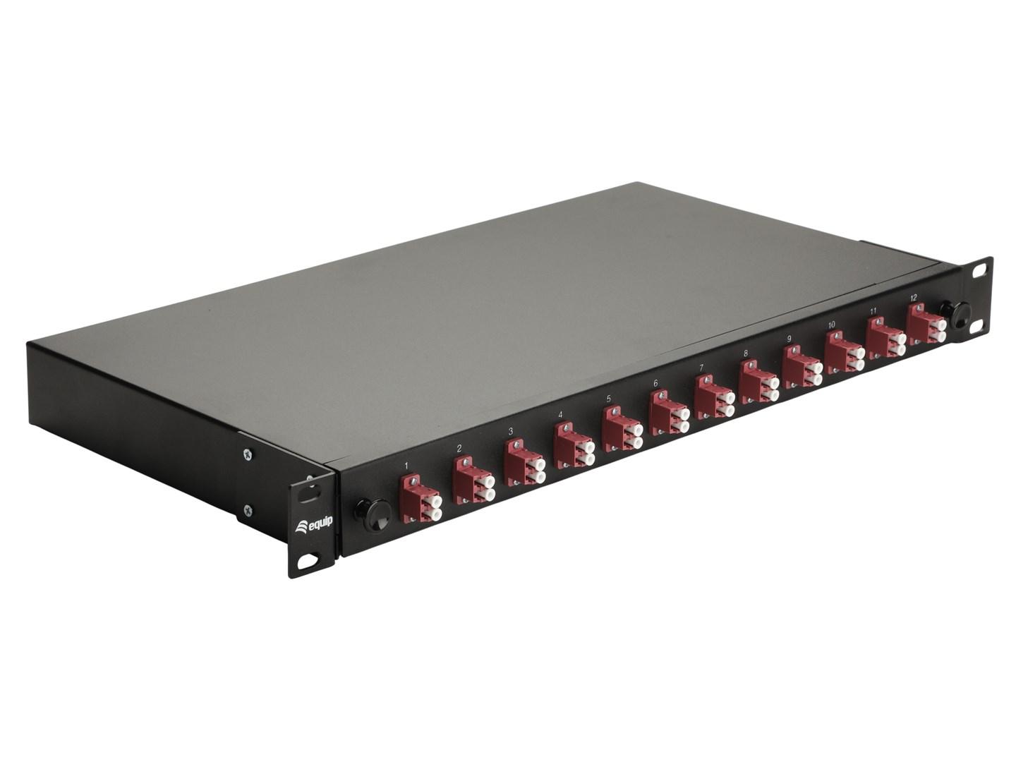Equip 12-port fiberoptisk splejseboks LC duplex OM4 1U - sort