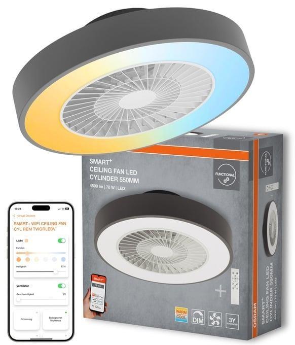 Ledvance Smart WiFi loftventilator med LED Cylinder 76 W Ø55 cm